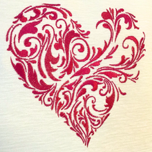 Load image into Gallery viewer, Abstract embroidered heart close up of the design in pink thread
