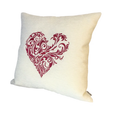 Load image into Gallery viewer, Abstract pink embroidered heart cushion
