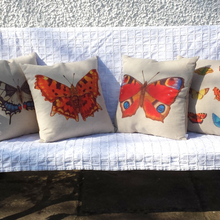 Load image into Gallery viewer, Butterfly cushions on a garden bench
