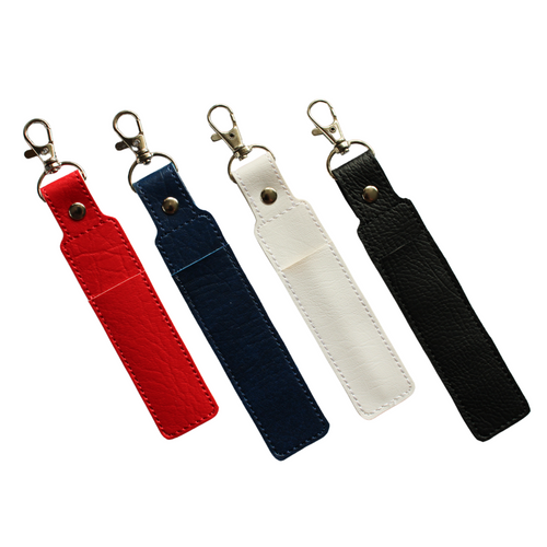 Pen holder keyfobs in red, navy, white and black