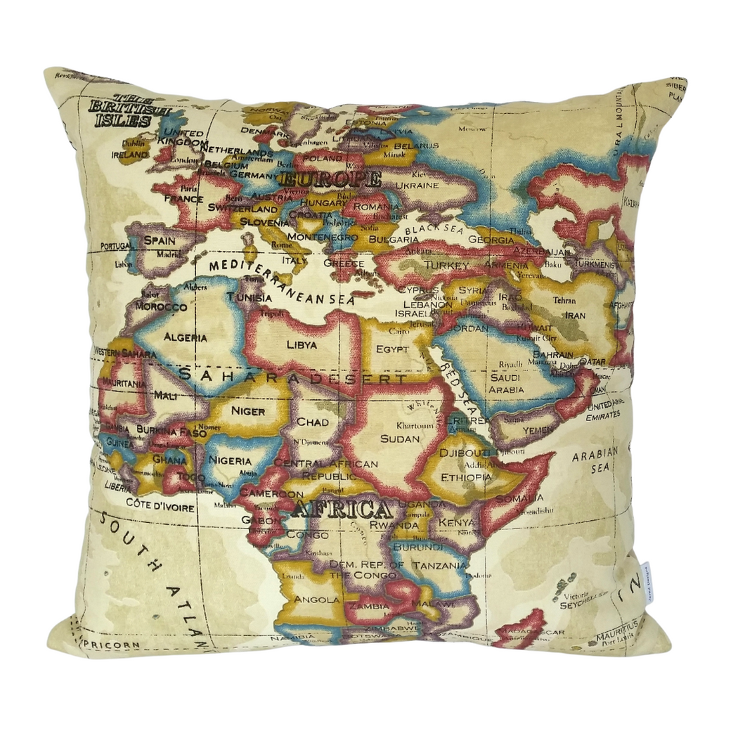 WORLD MAP CUSHION COVER