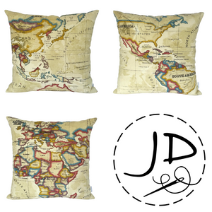 WORLD MAP CUSHION COVER